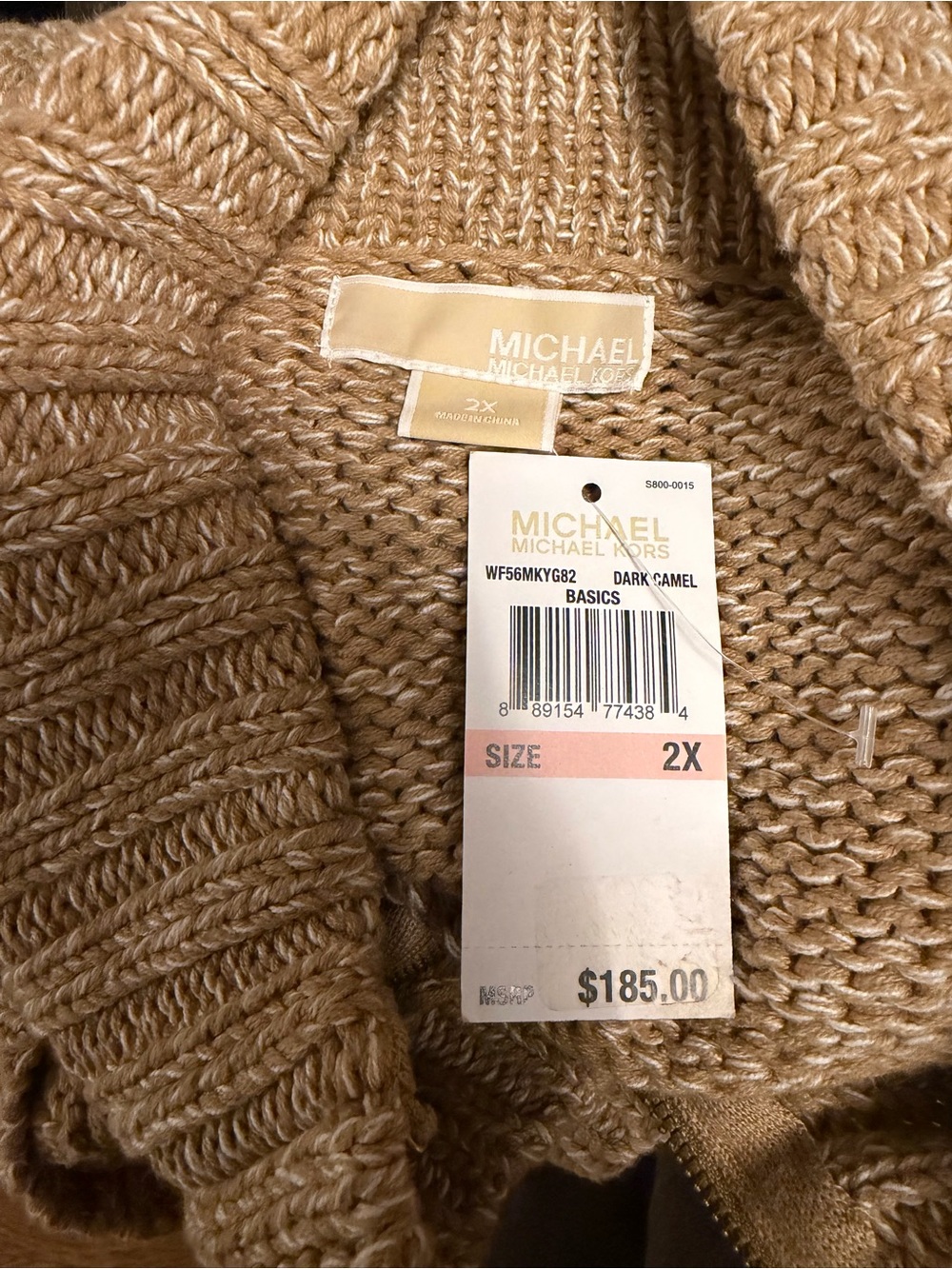 NWT-MICHAEL Michael Kors Cape Cardigan - Dark Camel - Size 2X - NWT - Picture 3 of 3